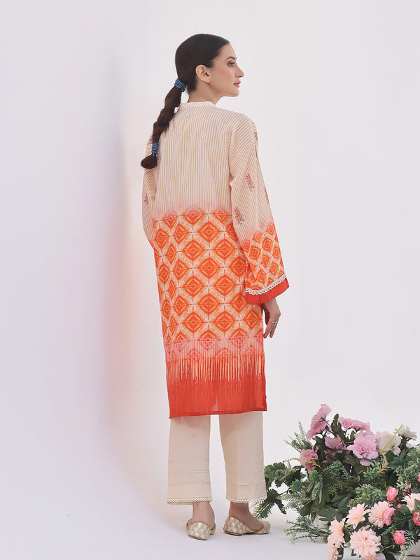 1Pc Printed Unstitched Lawn Orange - OLK-6132-B