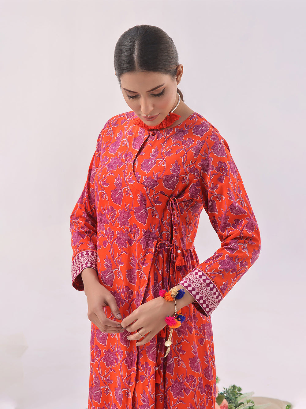 1Pc Printed Unstitched Lawn Orange - OLK-6146-A