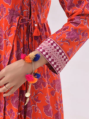 1Pc Printed Unstitched Lawn Orange - OLK-6146-A