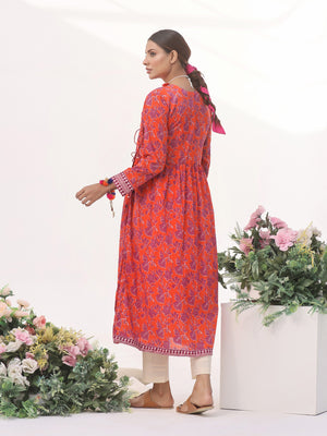 1Pc Printed Unstitched Lawn Orange - OLK-6146-A