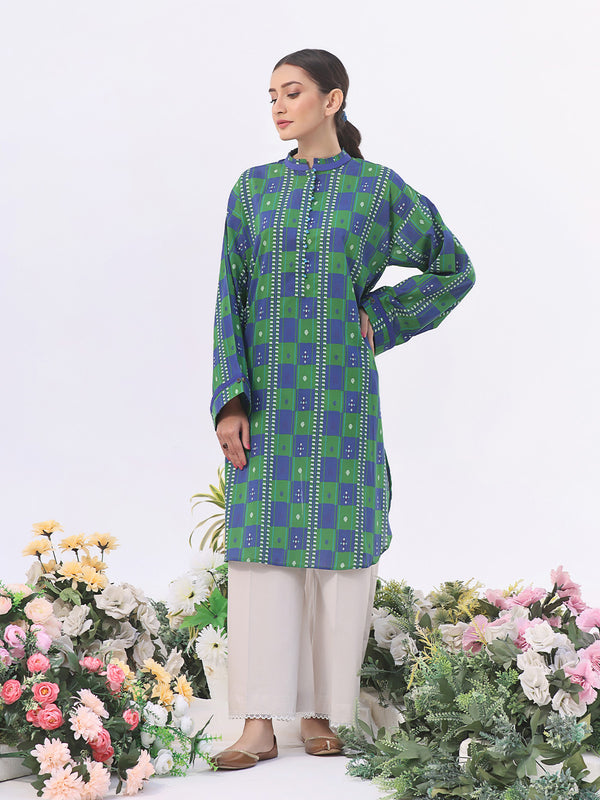 1Pc Printed Unstitched Lawn Blue - OLK-6150-A