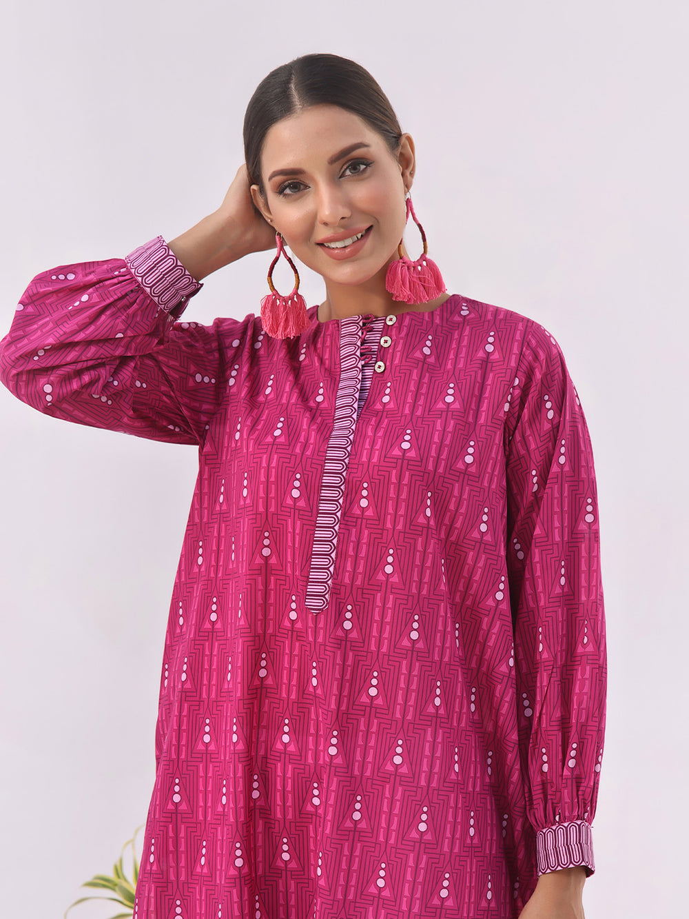 1Pc Printed Unstitched Lawn Magenta - OLK-6154-A