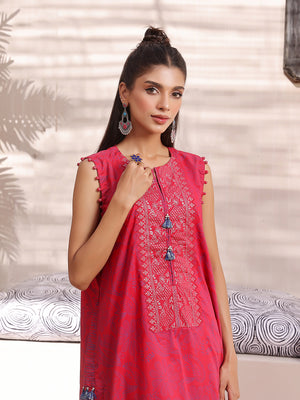 1Pc Printed Unstitched Lawn Red - OLKS-6216-A