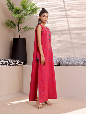 1Pc Printed Unstitched Lawn Red - OLKS-6216-A