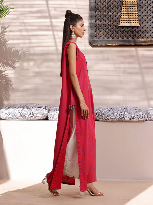 1Pc Printed Unstitched Lawn Red - OLKS-6216-A