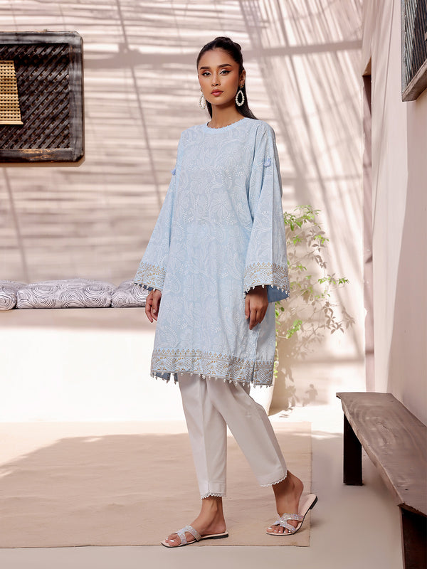 1Pc Printed Unstitched Lawn Light Blue - OLKS-6216-B