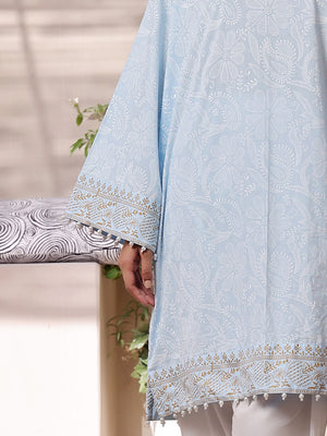 1Pc Printed Unstitched Lawn Light Blue - OLKS-6216-B