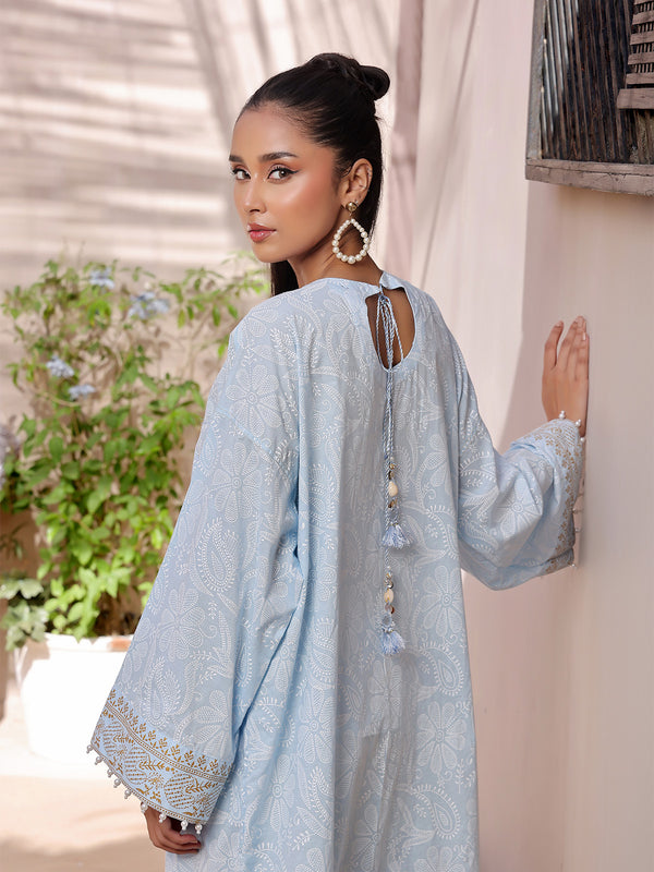1Pc Printed Unstitched Lawn Light Blue - OLKS-6216-B