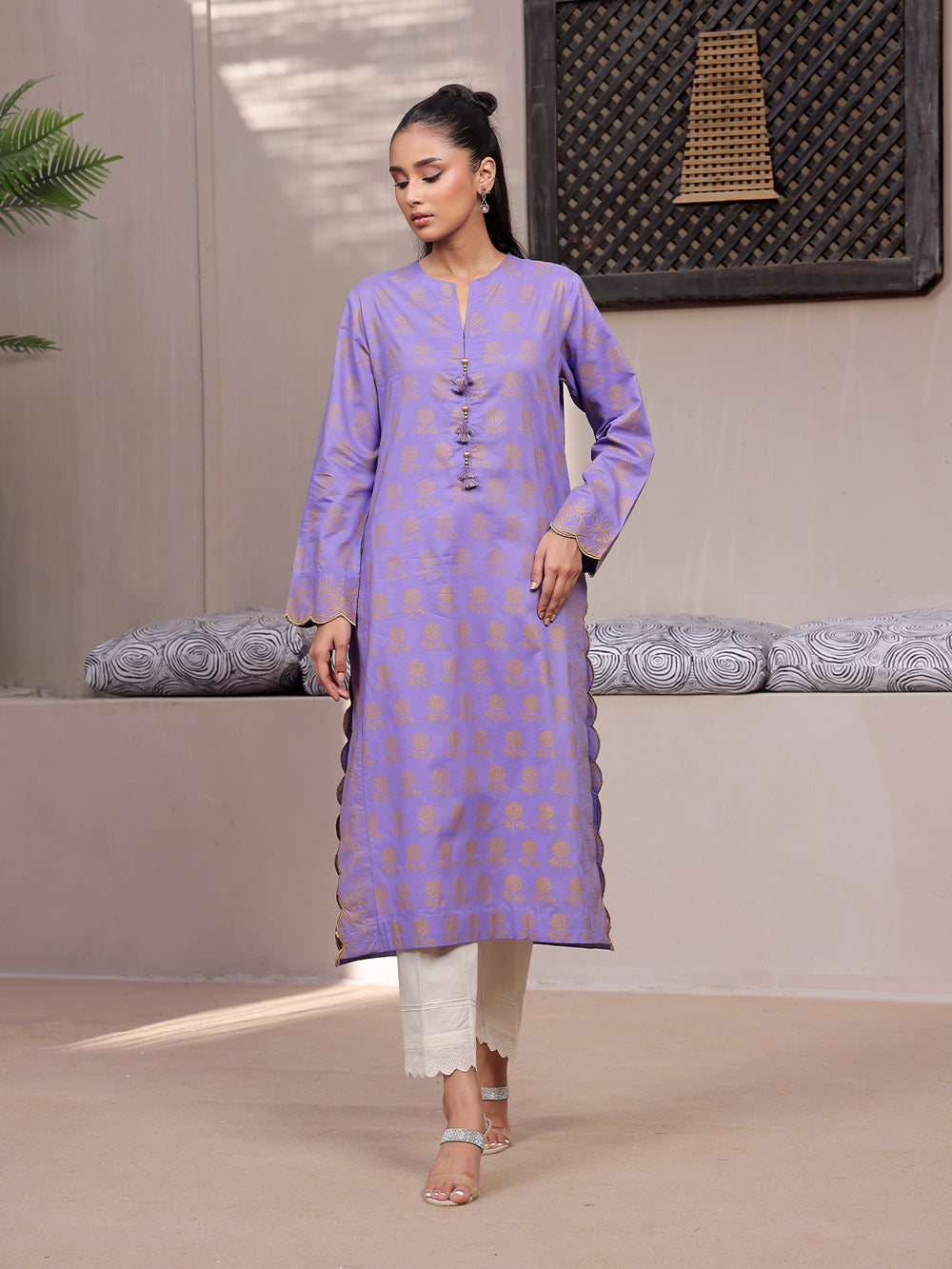 1Pc Printed Unstitched Lawn Purple - OLKS-6217-A