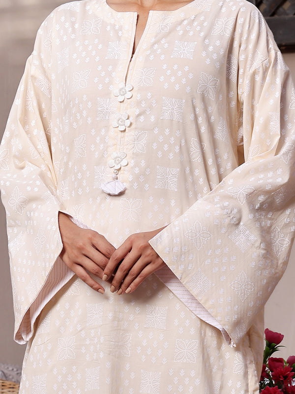 1Pc Printed Unstitched Lawn Cream - OLKS-6223-A