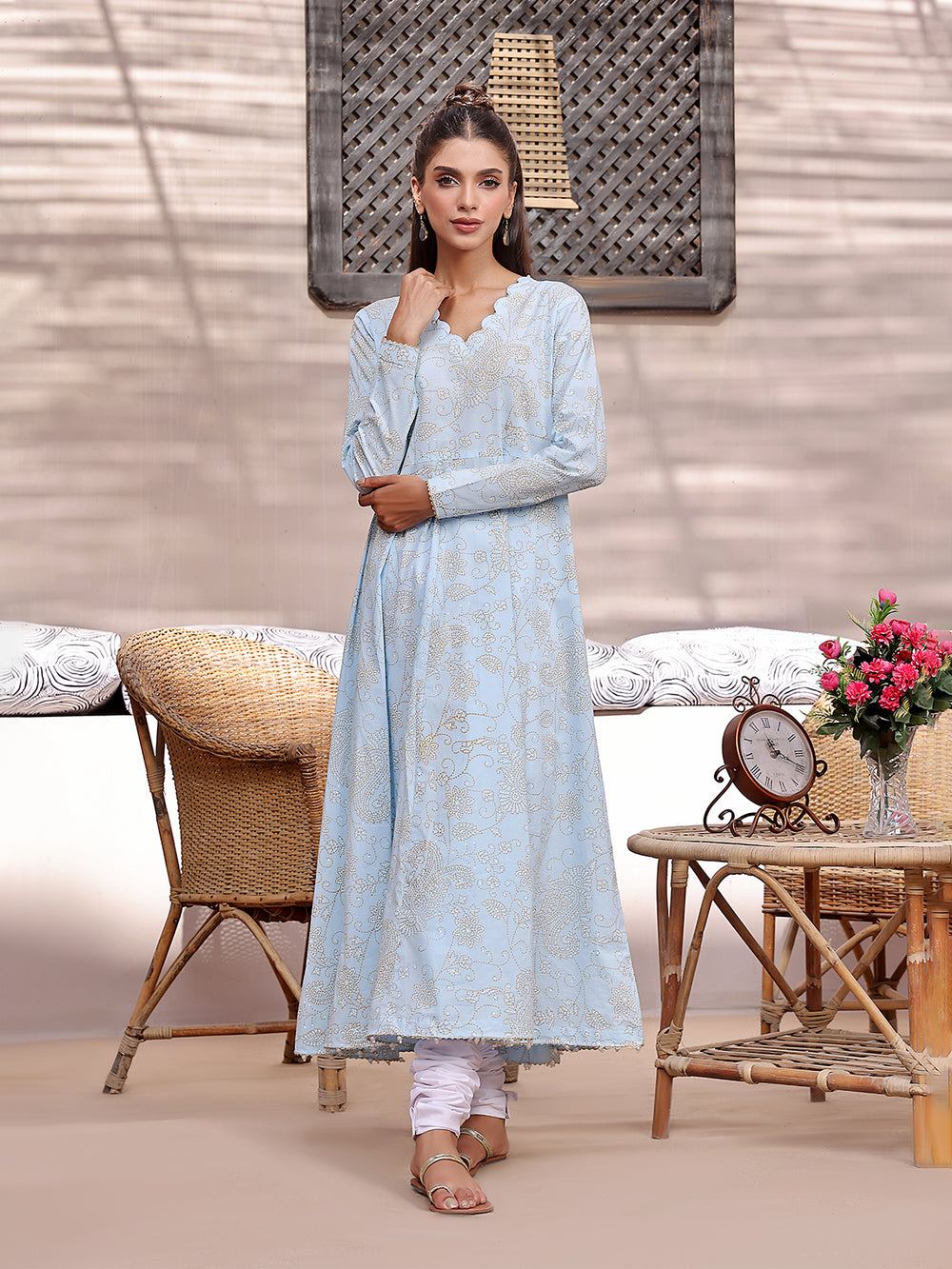 1Pc Printed Unstitched Lawn Light Blue - OLKS-6224-A