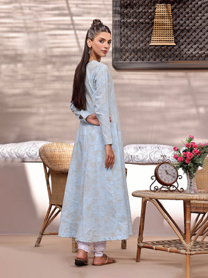 1Pc Printed Unstitched Lawn Light Blue - OLKS-6224-A