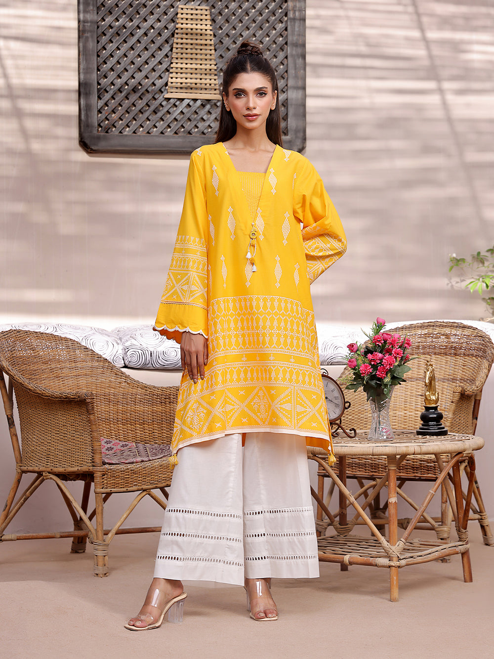 1Pc Printed Unstitched Lawn Yellow - OLKS-6225-A