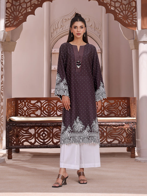 1Pc Printed Unstitched Lawn Black - OLKS-6230-A