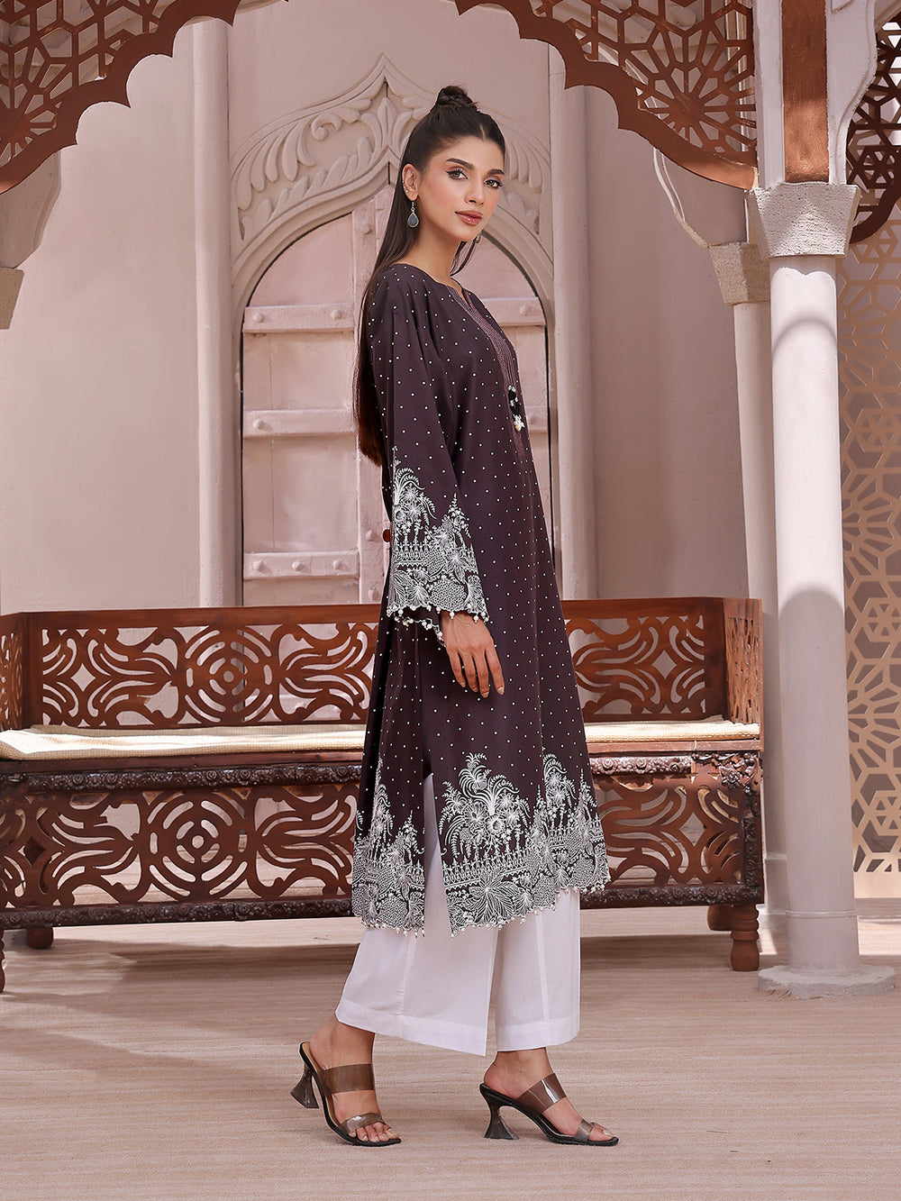 1Pc Printed Unstitched Lawn Black - OLKS-6230-A