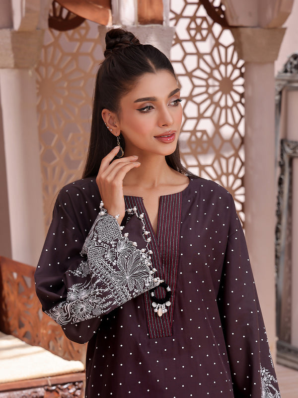 1Pc Printed Unstitched Lawn Black - OLKS-6230-A