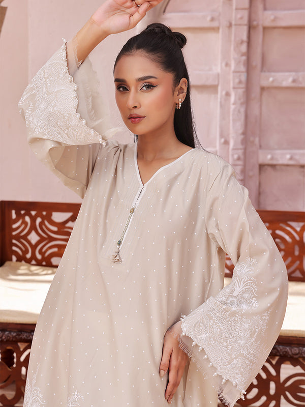 1Pc Printed Unstitched Lawn Beige - OLKS-6230-B