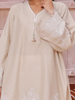 1Pc Printed Unstitched Lawn Beige - OLKS-6230-B