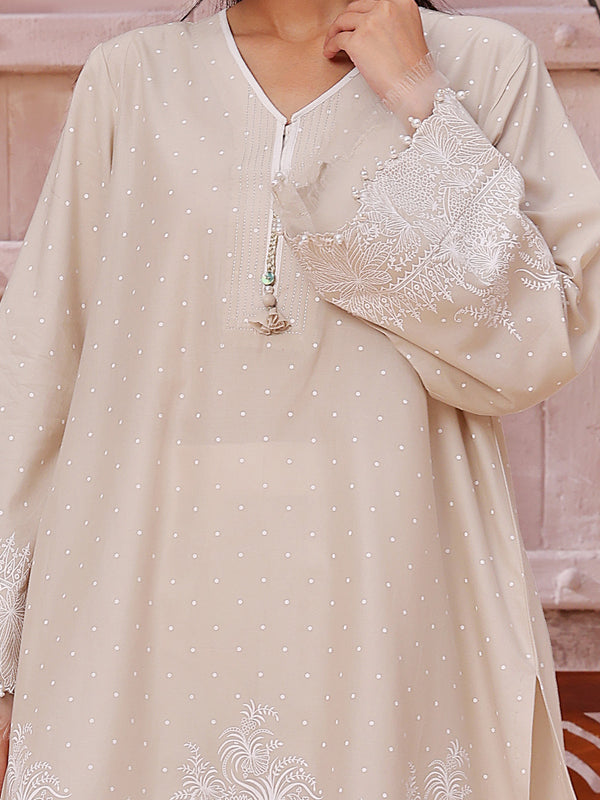 1Pc Printed Unstitched Lawn Beige - OLKS-6230-B