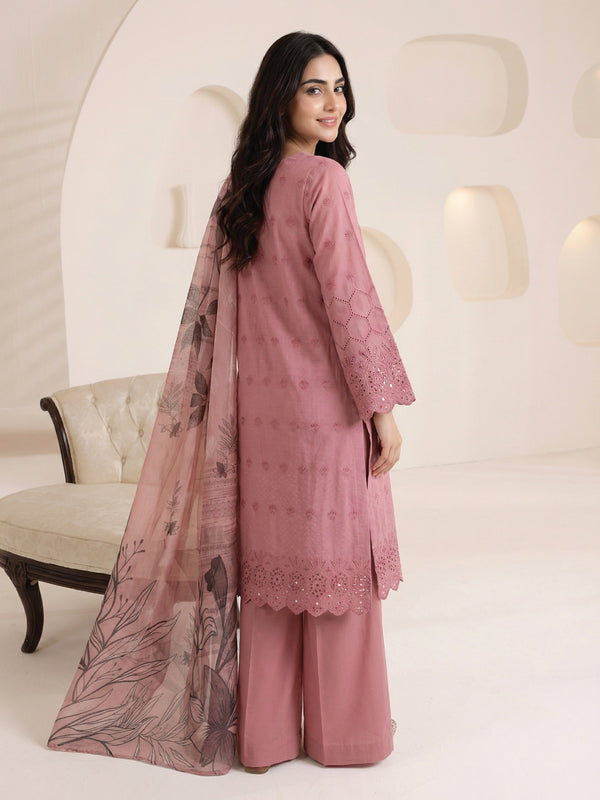 3Pc ChickenKaari Unstitched Suit Lawn Pink - OCBL3P-6433-A