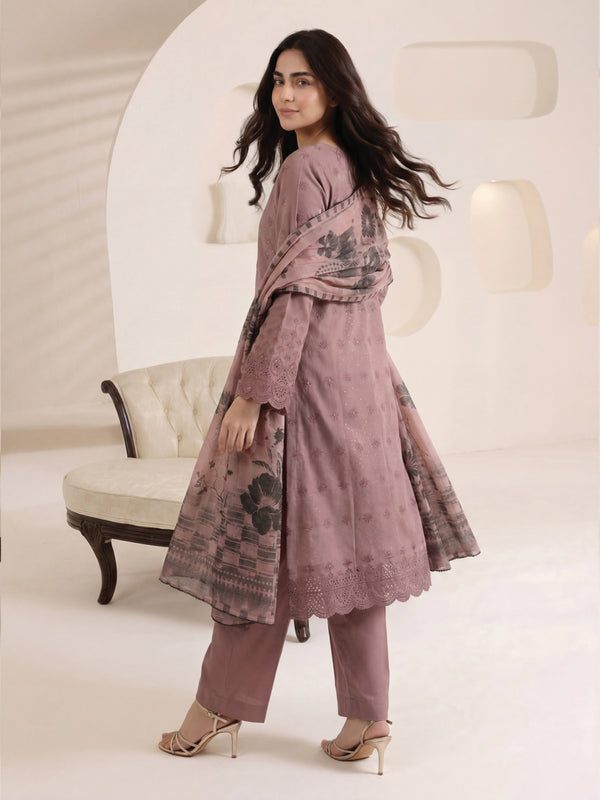 3Pc ChickenKaari Unstitched Suit Lawn Brown - OCBL3P-6435-A
