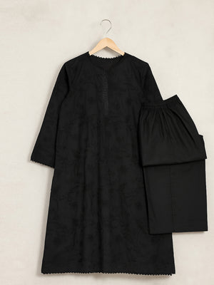 2Pc Embroidered Pret Shirt & Trouser Dyed Cambric Black - OWE2P-2503020