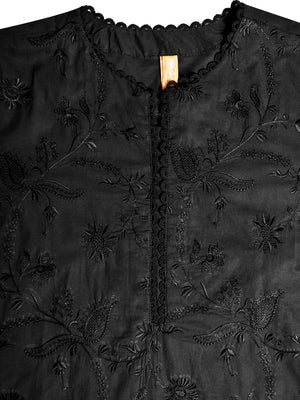 2Pc Embroidered Pret Shirt & Trouser Dyed Cambric Black - OWE2P-2503020