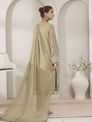 3Pc Embroidered Pret Suit Dyed Chiffon Green - OWE3P-2405008