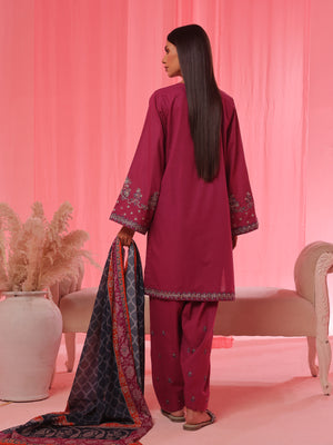 3Pc Embroidered Pret Suit Dyed Cambric Magenta - OWE3P-2503004