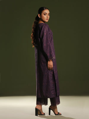 2Pc Embroidered Pret & Unstitched Shirt Trouser Cambric Dark Plum