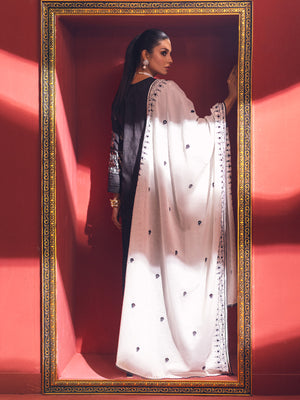 2Pc Embroidered Pret Shirt Dupatta Jacquard Black - OWE2P-2211022