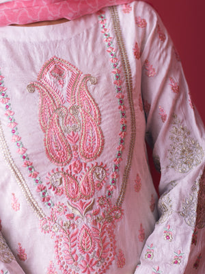 2Pc Embroidered Pret Shirt Dupatta Jacquard White - OWE2P-2211037