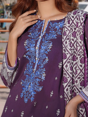 2Pc Embroidered Pret Shirt Dupatta Lawn Dark Purple - OWE2P-2304033
