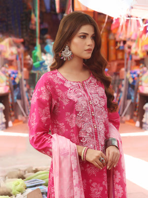 2Pc Embroidered Pret Shirt Dupatta Lawn Pink - OWE2P-2304036