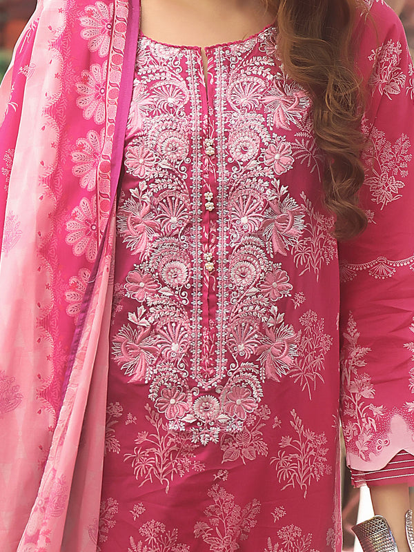 2Pc Embroidered Pret Shirt Dupatta Lawn Pink - OWE2P-2304036