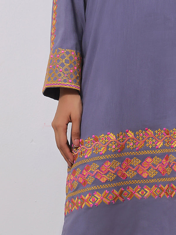 2Pc Embroidered Pret Shirt Dupatta Lawn Blue - OWE2PG-2310019