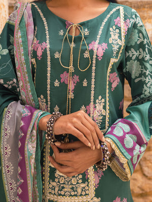 3Pc Embroidered Suit Pret Lawn Green - OWE3P-2302039