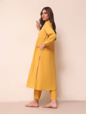 3Pc Embroidered Suit Pret Lawn Mustard - OWE3PG-2306021