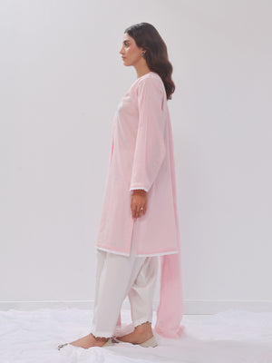 3Pc Embroidered Suit Pret Dobby Baby Pink - OWE3PG-2406007