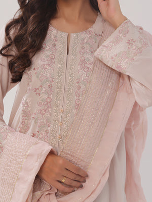 3PCs Embroidered Suit Pret Dyed Cambric Light Grey - OWE3PG-2406008