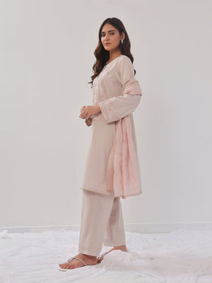 3PCs Embroidered Suit Pret Dyed Cambric Light Grey - OWE3PG-2406008