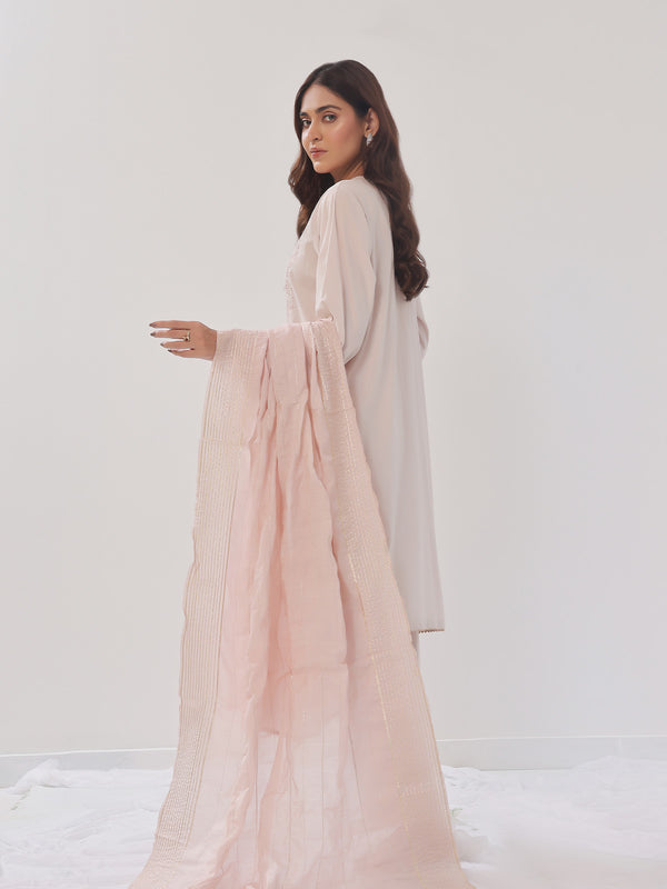 3PCs Embroidered Suit Pret Dyed Cambric Light Grey - OWE3PG-2406008