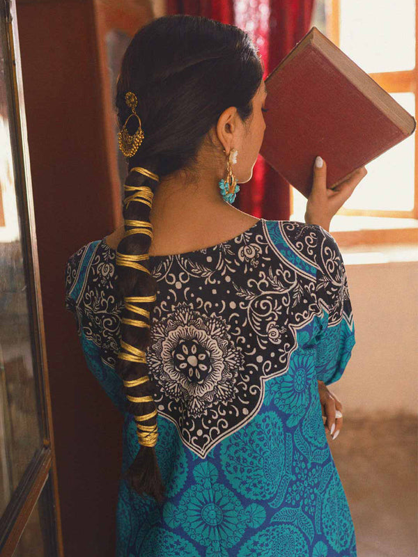 1Pc Embroidered Pret Kurti Lawn Blue - OWEKT-2302024