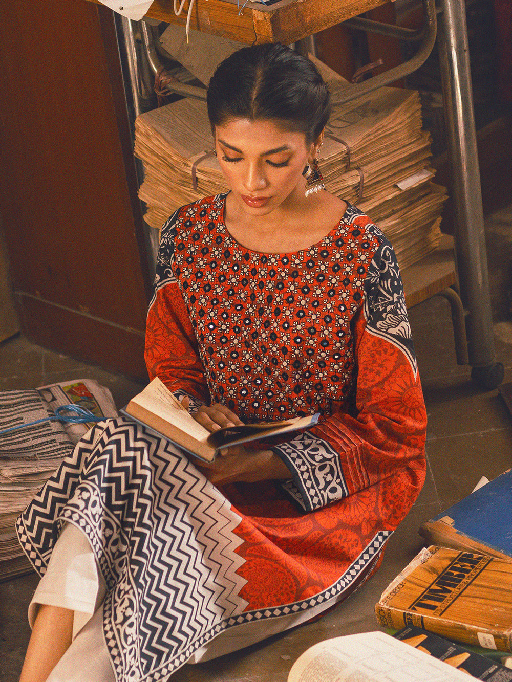 1Pc Embroidered Pret Kurti Lawn Rust - OWEKT-2302025