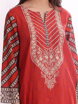 1Pc Embroidered Pret Kurti Lawn Rust - OWEKT-2304034