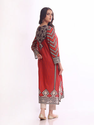1Pc Embroidered Pret Kurti Lawn Rust - OWEKT-2304034