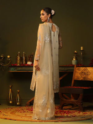 3Pc Embroidered Pret Suit Organza Grey - OWE3P-2406011