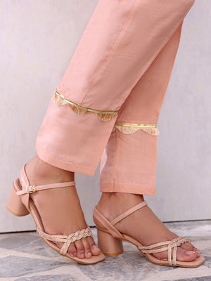 3Pc Formal Suit Pret Raw Silk Peach - OW3P-2207022