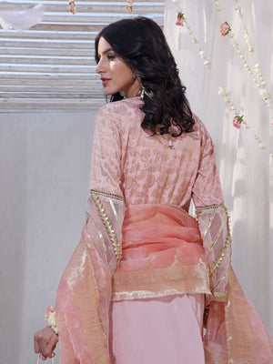 2Pc Formal Pret Shirt Trouser Raw Silk Pink - OW2P-2207023