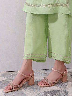 3Pc Formal Suit Pret Raw Silk Green - OW3P-2207025